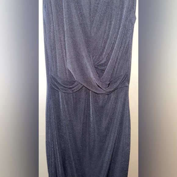 LuLus Wedding Formal Date Night Dress Black Shimmer Sleek Swoop Design - Picture 3 of 4